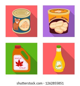 Isolated object of can and food icon. Collection of can and package vector icon for stock.