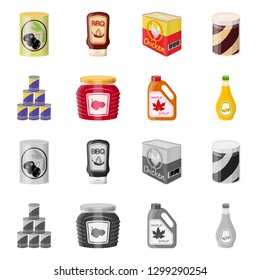 Isolated object of can and food icon. Set of can and package stock symbol for web.