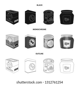 Isolated object of can and food icon. Collection of can and package stock vector illustration.