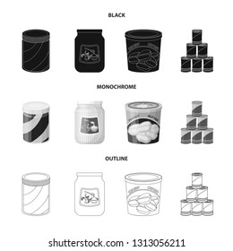 Isolated object of can and food icon. Set of can and package stock symbol for web.