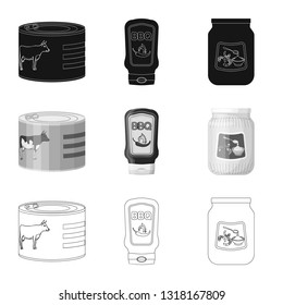 Isolated object of can and food icon. Set of can and package stock vector illustration.