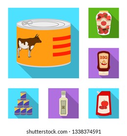 Isolated object of can and food icon. Set of can and package stock vector illustration.