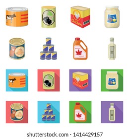 Isolated object of can and food icon. Collection of can and package stock vector illustration.