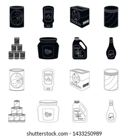 Isolated object of can and food icon. Collection of can and package stock symbol for web.