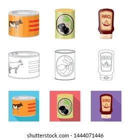 Isolated object of can and food icon. Set of can and package stock symbol for web.