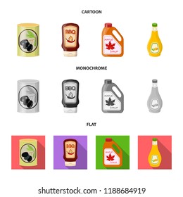 Isolated object of can and food logo. Collection of can and package stock symbol for web.