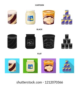 Isolated object of can and food logo. Collection of can and package vector icon for stock.