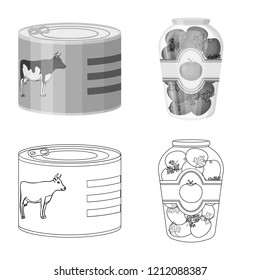 Isolated object of can and food logo. Collection of can and package stock symbol for web.