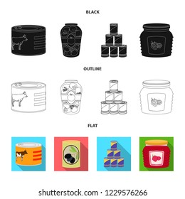Isolated object of can and food logo. Collection of can and package vector icon for stock.