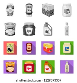 Isolated object of can and food logo. Collection of can and package stock vector illustration.