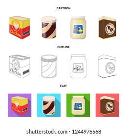 Isolated object of can and food logo. Set of can and package vector icon for stock.