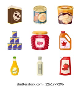 Isolated object of can and food logo. Collection of can and package stock symbol for web.