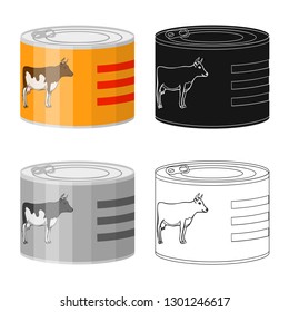 Isolated object of can and food logo. Collection of can and package stock vector illustration.