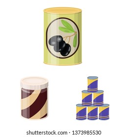Isolated object of can and food logo. Collection of can and package stock symbol for web.