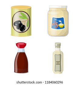 Isolated object of can and food sign. Collection of can and package stock vector illustration.