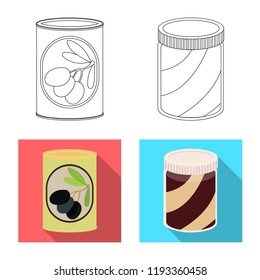 Isolated object of can and food sign. Set of can and package stock symbol for web.