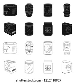 Isolated object of can and food sign. Collection of can and package stock symbol for web.