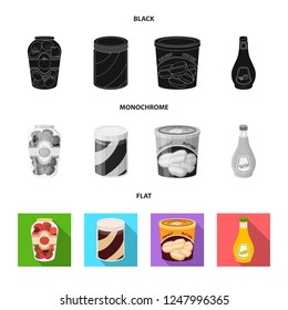 Isolated object of can and food sign. Set of can and package vector icon for stock.