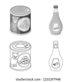 Isolated object of can and food sign. Set of can and package vector icon for stock.