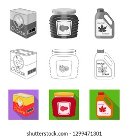 Isolated object of can and food sign. Collection of can and package stock vector illustration.