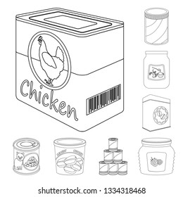 Isolated object of can and food sign. Set of can and package stock vector illustration.