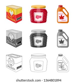 Isolated object of can and food sign. Collection of can and package stock vector illustration.