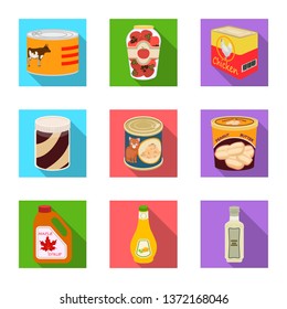 Isolated object of can and food sign. Set of can and package stock symbol for web.