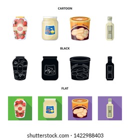 Isolated object of can and food sign. Collection of can and package stock vector illustration.