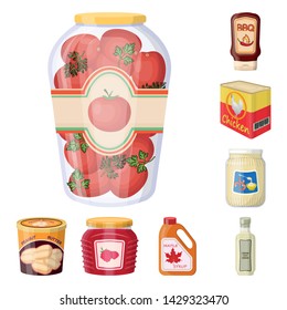 Isolated object of can and food sign. Set of can and package vector icon for stock.