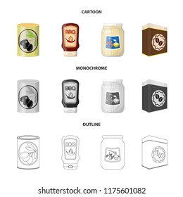 Isolated object of can and food symbol. Collection of can and package stock symbol for web.