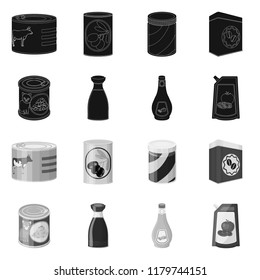Isolated object of can and food symbol. Collection of can and package stock symbol for web.