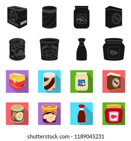 Isolated object of can and food symbol. Collection of can and package vector icon for stock.