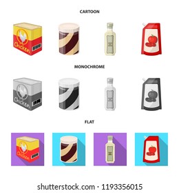 Isolated object of can and food symbol. Collection of can and package stock symbol for web.