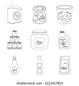 Isolated object of can and food symbol. Collection of can and package stock vector illustration.