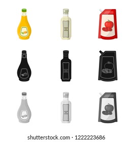 Isolated object of can and food symbol. Collection of can and package stock vector illustration.