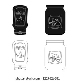 Isolated object of can and food symbol. Set of can and package stock symbol for web.