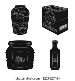 Isolated object of can and food symbol. Set of can and package stock symbol for web.