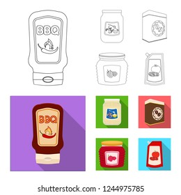 Isolated object of can and food symbol. Set of can and package vector icon for stock.