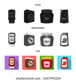 Isolated object of can and food symbol. Collection of can and package vector icon for stock.
