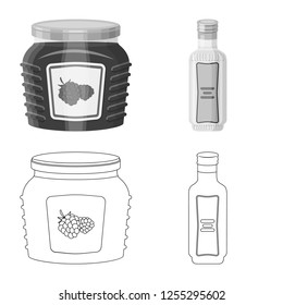 Isolated object of can and food symbol. Collection of can and package vector icon for stock.