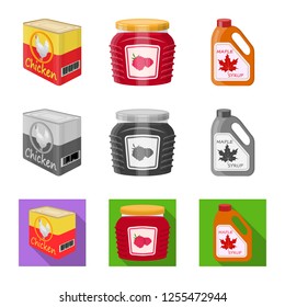Isolated object of can and food symbol. Collection of can and package stock symbol for web.