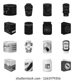 Isolated object of can and food symbol. Collection of can and package vector icon for stock.