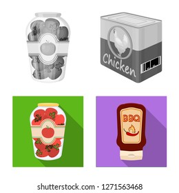 Isolated object of can and food symbol. Collection of can and package vector icon for stock.