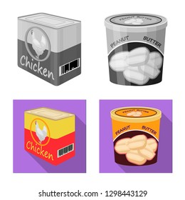 Isolated object of can and food symbol. Collection of can and package stock symbol for web.