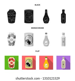 Isolated object of can and food symbol. Collection of can and package vector icon for stock.