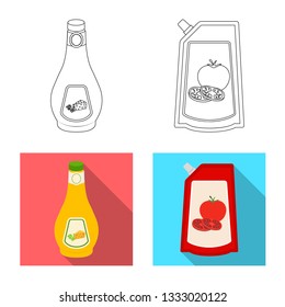 Isolated object of can and food symbol. Collection of can and package stock vector illustration.