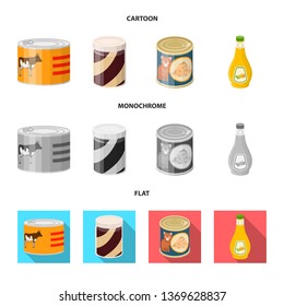 Isolated object of can and food symbol. Collection of can and package vector icon for stock.