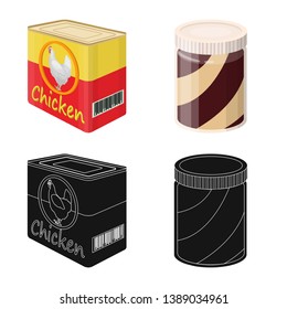 Isolated object of can and food symbol. Collection of can and package vector icon for stock.