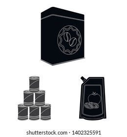 Isolated object of can and food symbol. Set of can and package stock symbol for web.