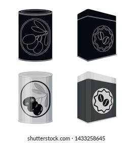 Isolated object of can and food symbol. Set of can and package stock symbol for web.